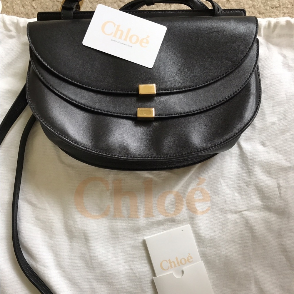 Chloé Black Leather Crossbody Bag with Gold Hardware